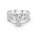 Gold Ring DDLR-300, Heart center stone, White Gold