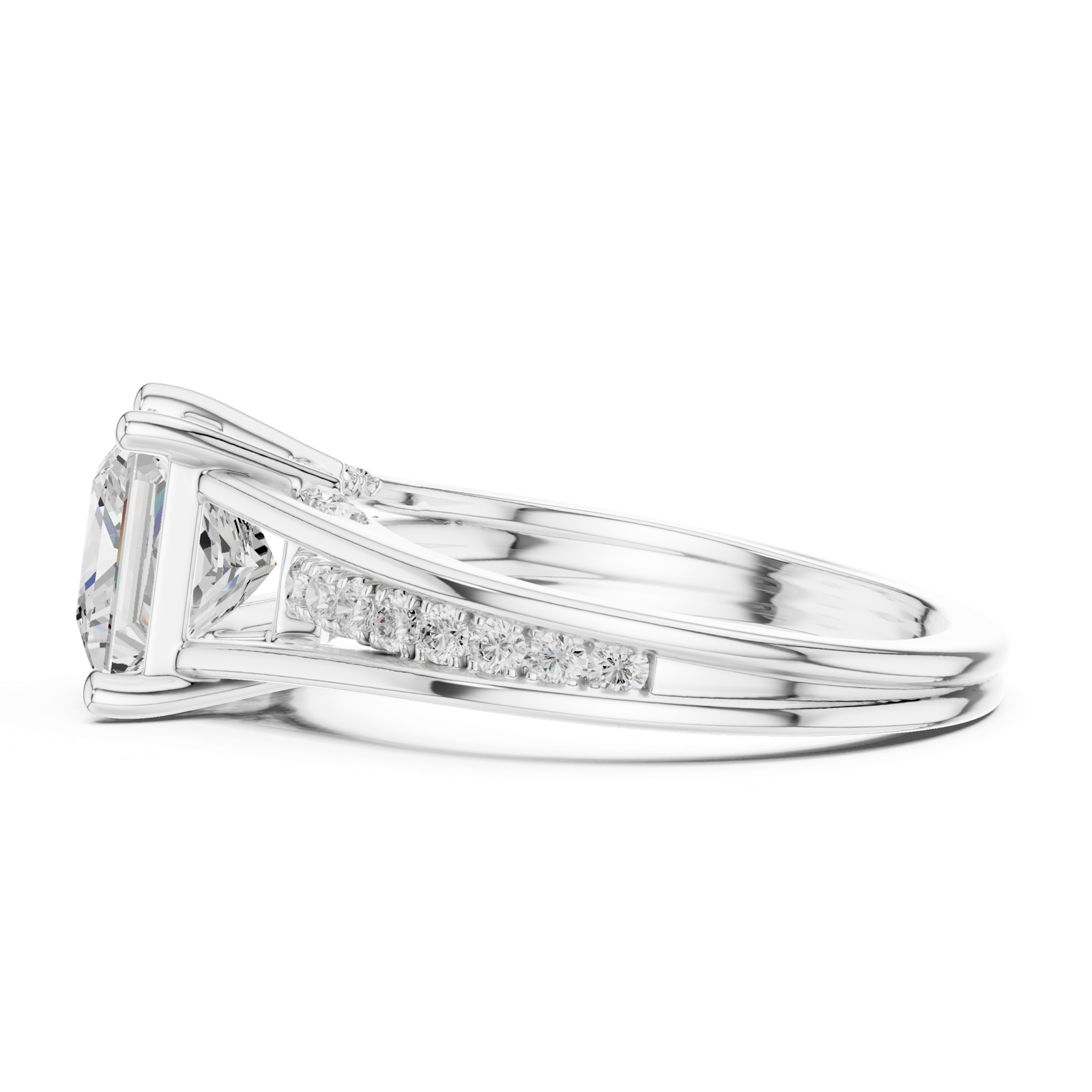 Gold Ring DDLR-253, Princess center stone, White Gold, view 3