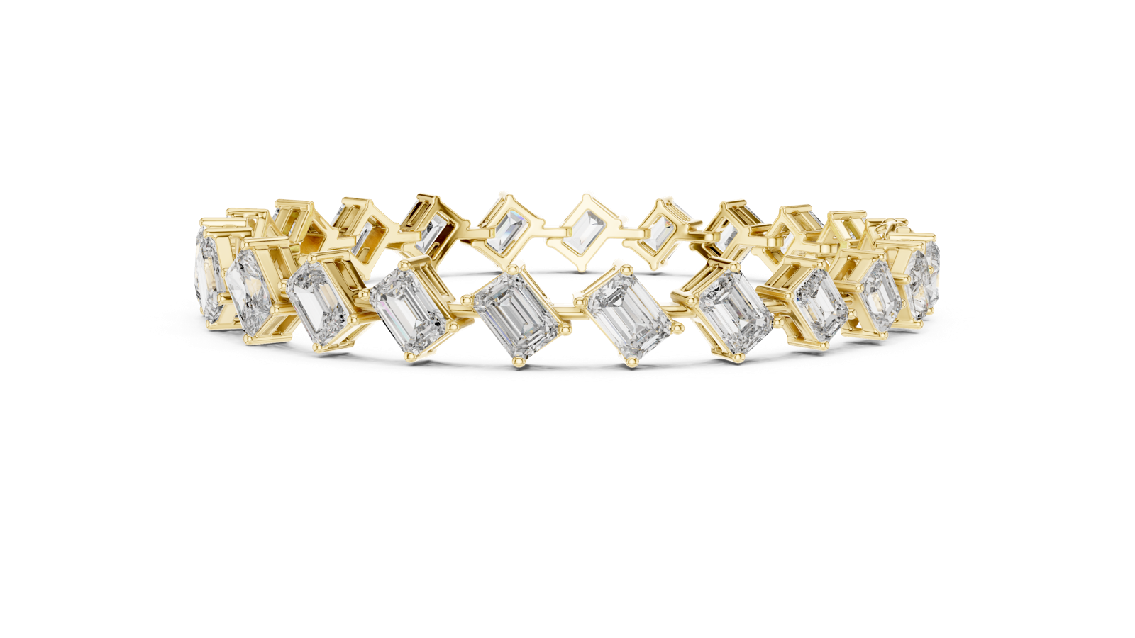 14K Solid Gold Lab Diamond Bracelet, Yellow Gold, view 3