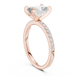 Gold Ring DDLR-040, Radiant center stone, Rose Gold, view 1