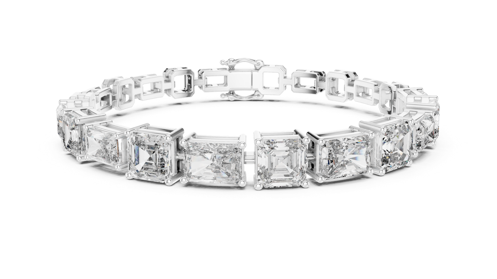 14K Solid Gold Lab Diamond Bracelet, White Gold, view 4
