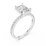 Gold Ring DDLR-040, Radiant center stone, White Gold, view 2