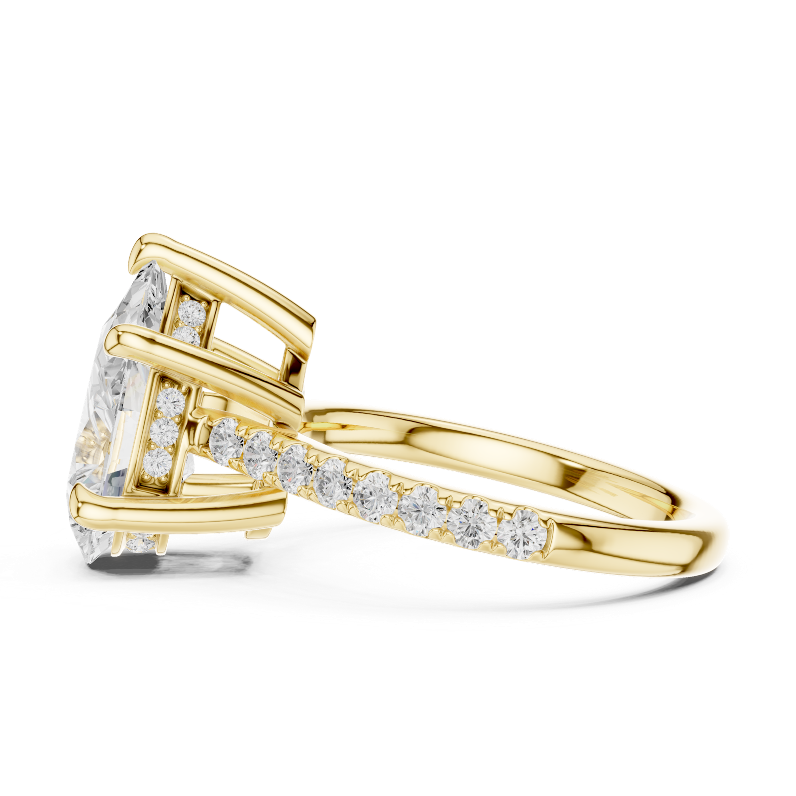Gold Ring DDLR-250, Pear center stone, Yellow Gold, view 3