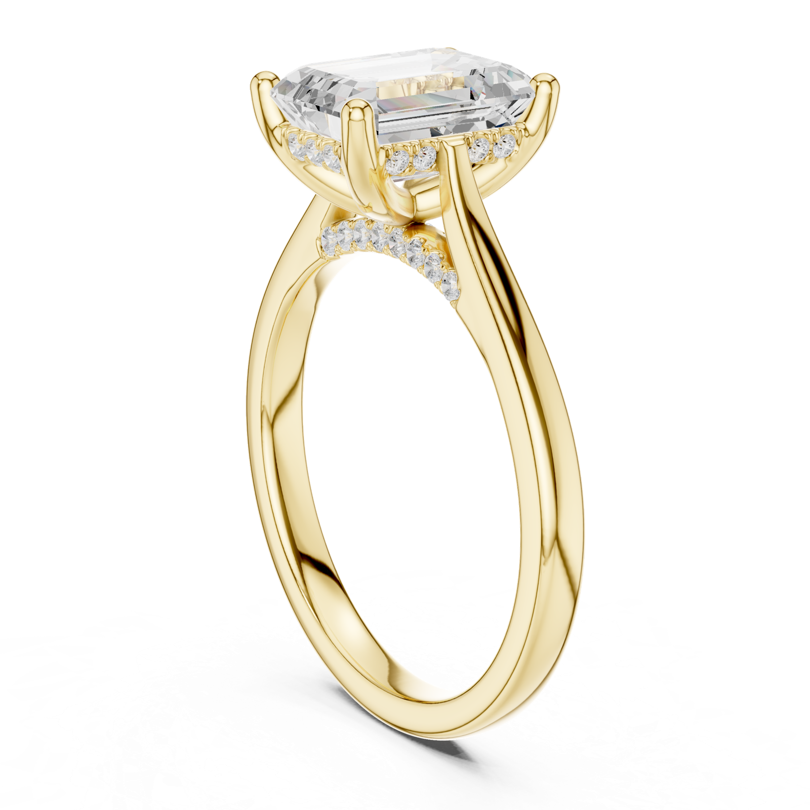 Gold Ring DDLR-163, Emerald center stone, Yellow Gold, view 1
