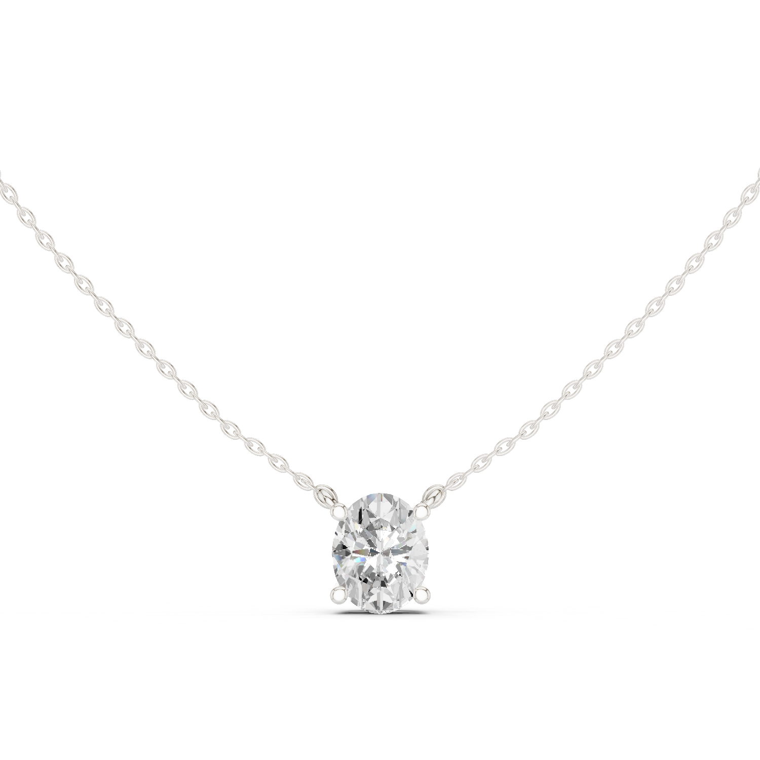 Gold Jewelry DDPO-001, Oval center stone, White Gold
