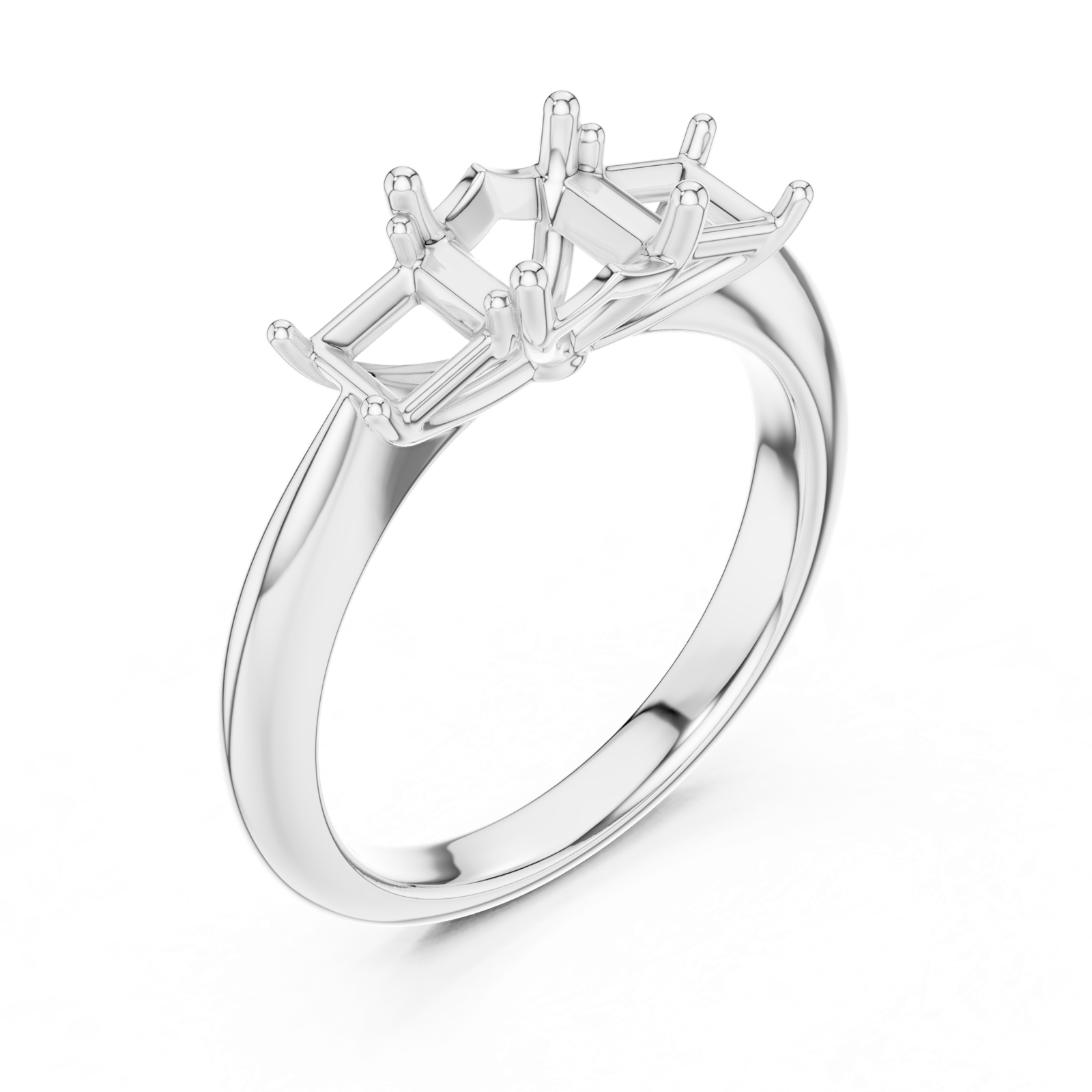 Gold Ring DDLR-044, Asscher center stone, White Gold, view 2