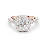 Gold Ring DDLR-118, Round center stone, Rose Gold