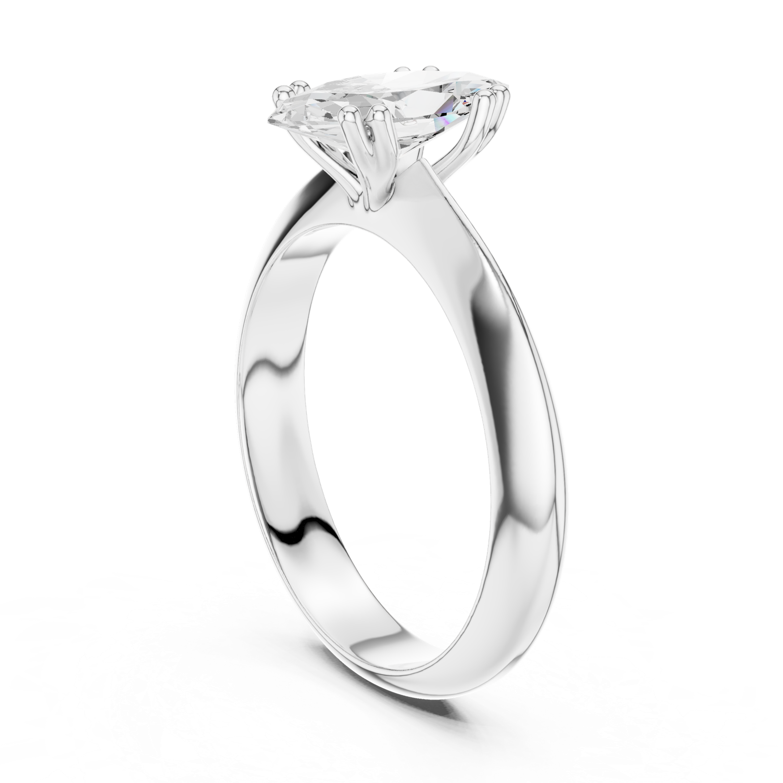 Gold Jewelry L36-8, Marquise center stone, White Gold, view 1