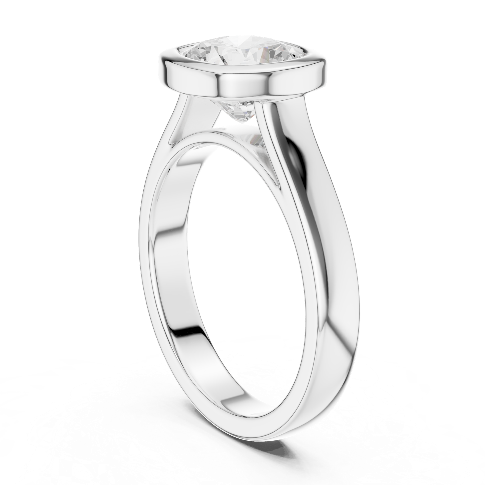 Gold Jewelry L36-3, Cushion center stone, White Gold, view 1