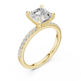 Gold Ring DDLR-040, Asscher center stone, Yellow Gold, view 2