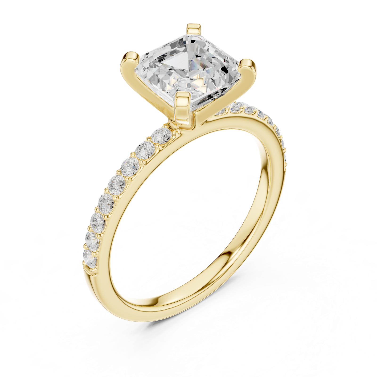 Gold Ring DDLR-040, Asscher center stone, Yellow Gold, view 2