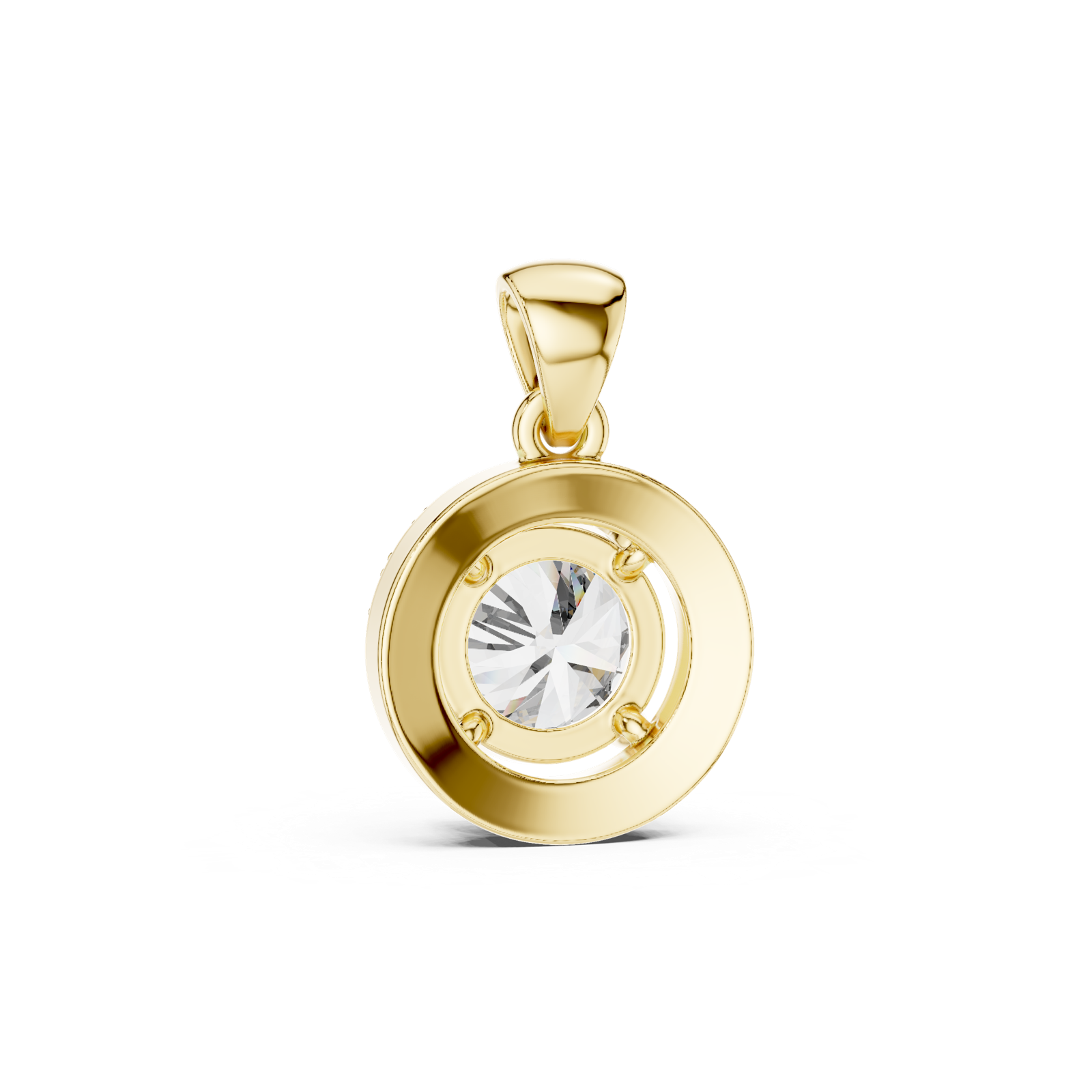 14K Solid Gold Lab Diamond Solitaire Pendant Necklace, Yellow Gold