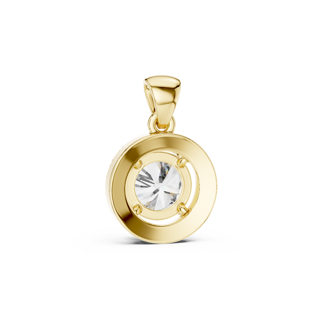 14K Solid Gold Lab Diamond Solitaire Pendant Necklace, Yellow Gold