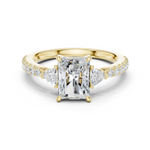 Gold Ring DDLR-037, Radiant center stone, Yellow Gold