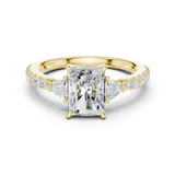 Gold Ring DDLR-037, Radiant center stone, Yellow Gold