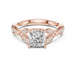 Gold Ring DDLR-257, Cushion center stone, Rose Gold, view 4