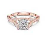 Gold Ring DDLR-257, Cushion center stone, Rose Gold, view 4