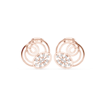 14K Solid Gold Lab Diamond Cluster Earrings, Rose Gold