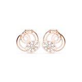 14K Solid Gold Lab Diamond Cluster Earrings, Rose Gold
