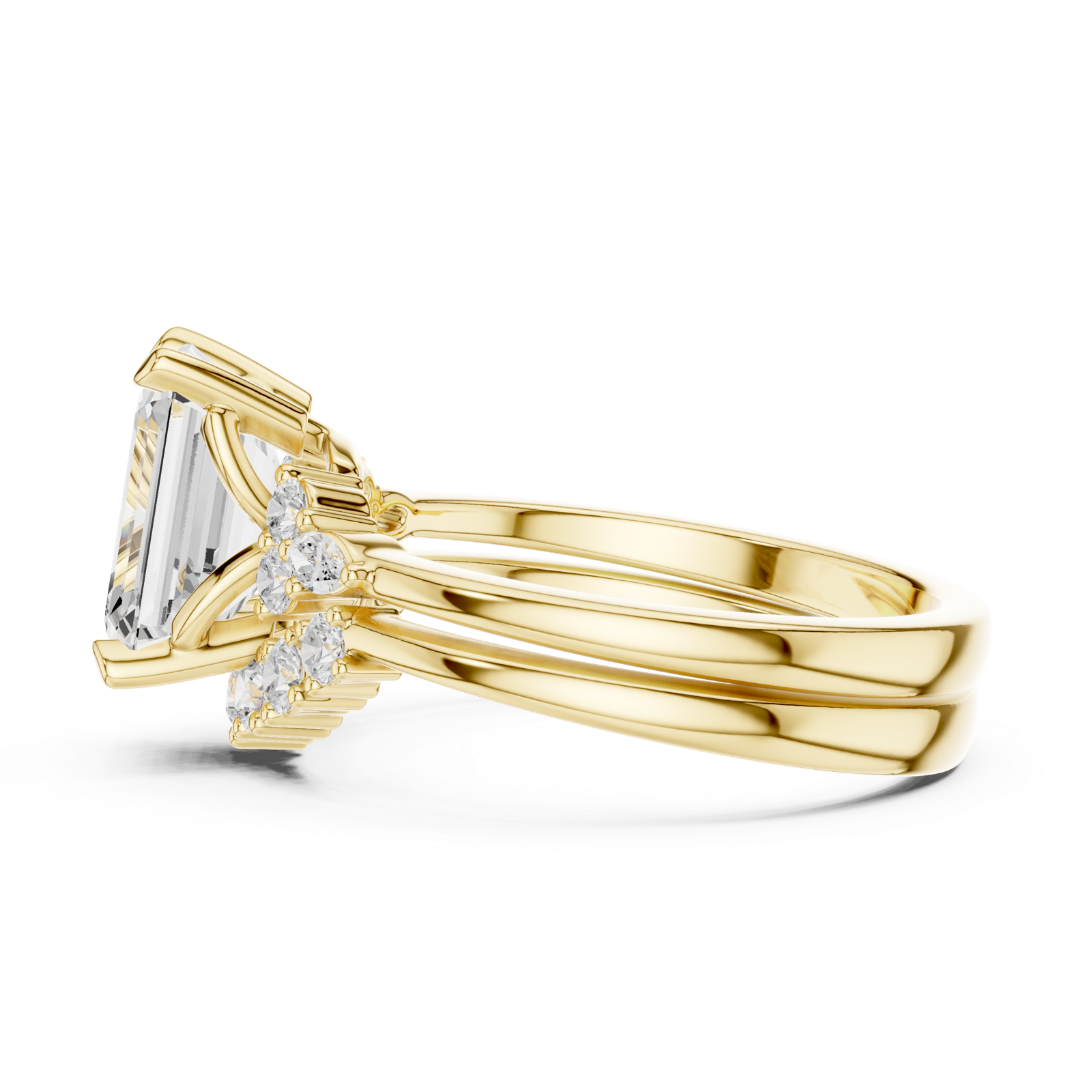 Gold Ring DDLR-440, Emerald center stone, Yellow Gold, view 3