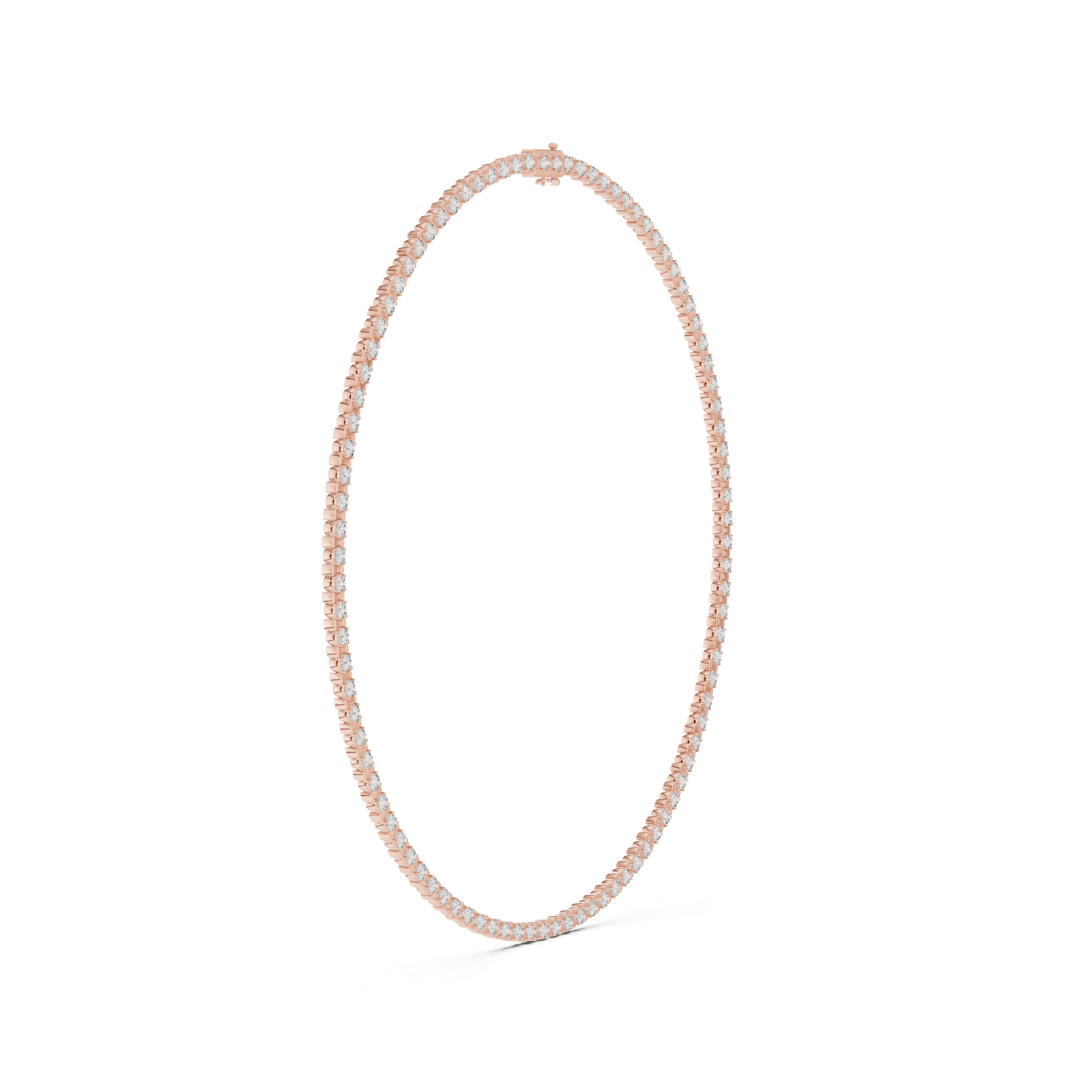 14K Solid Gold Lab Diamond Tennis Necklace, Rose Gold, view 3