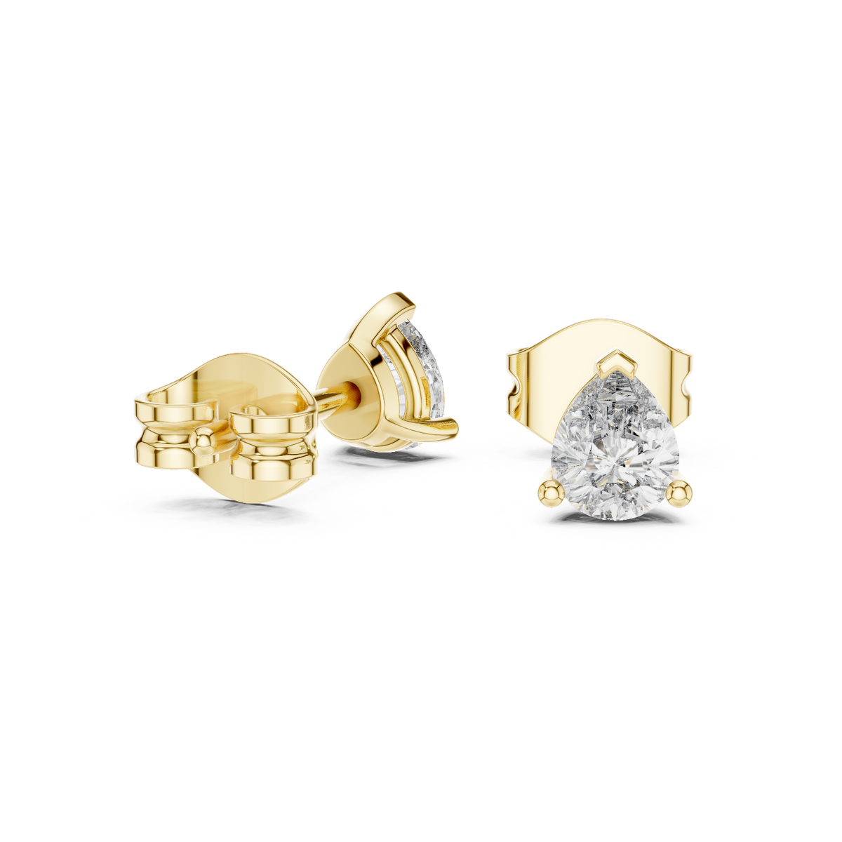 14K Solid Gold Lab Diamond Stud Earrings, Yellow Gold, view 1