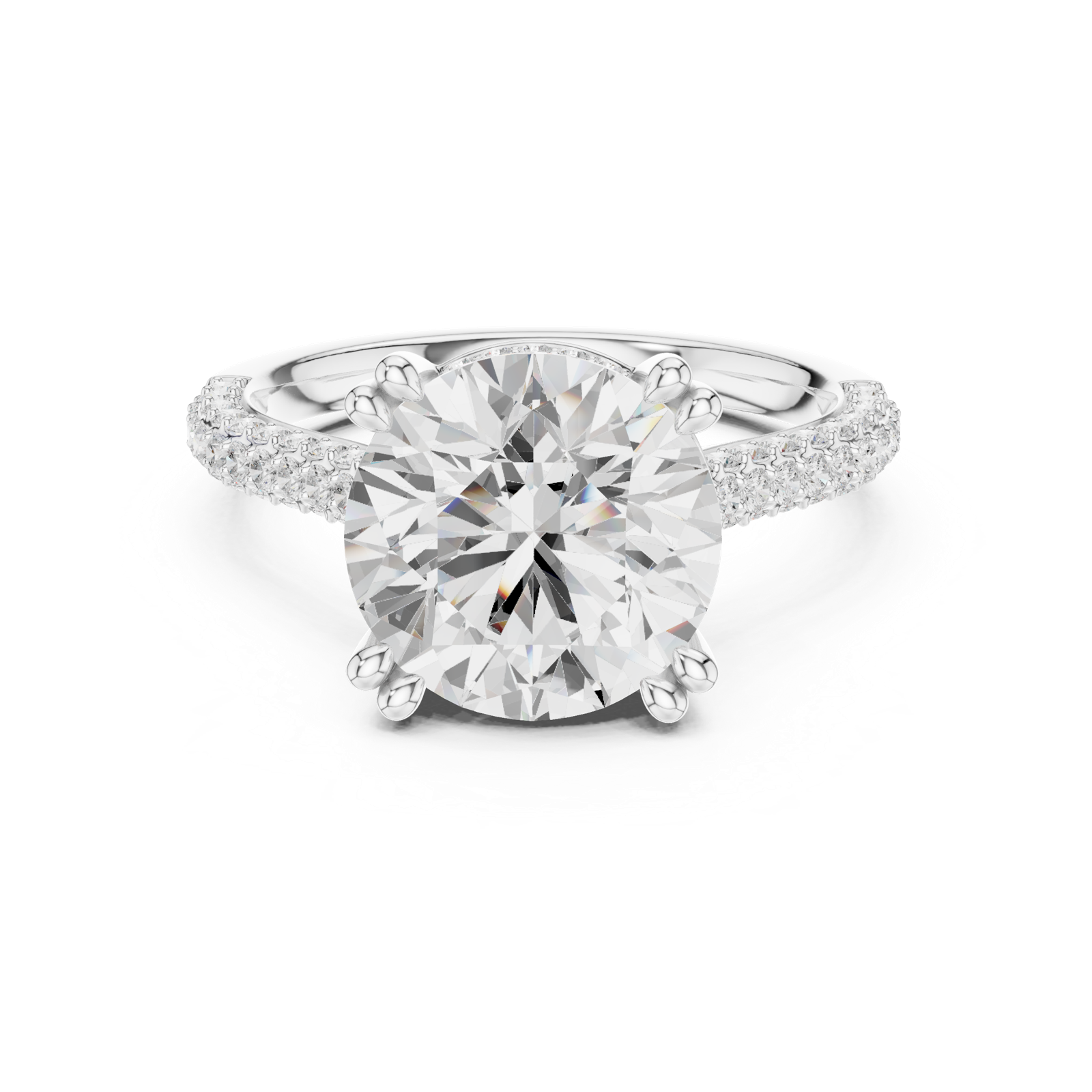 Gold Ring DDLR-260, Round center stone, White Gold, view 4