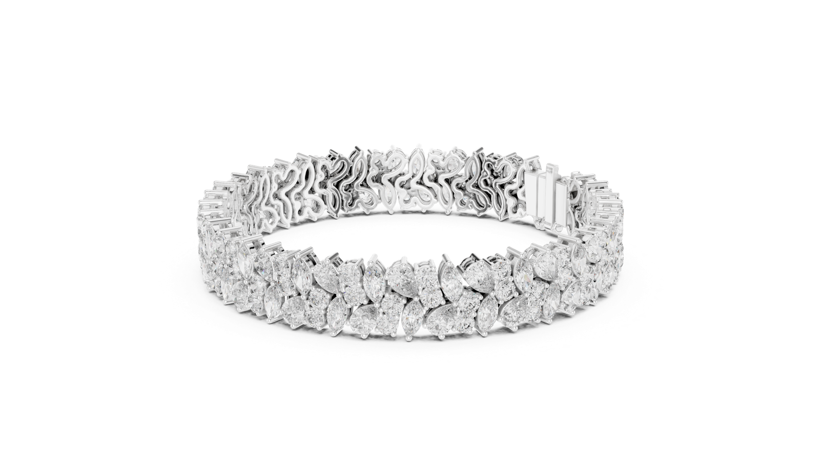 14K Solid Gold Lab Diamond Bracelet, White Gold, view 1