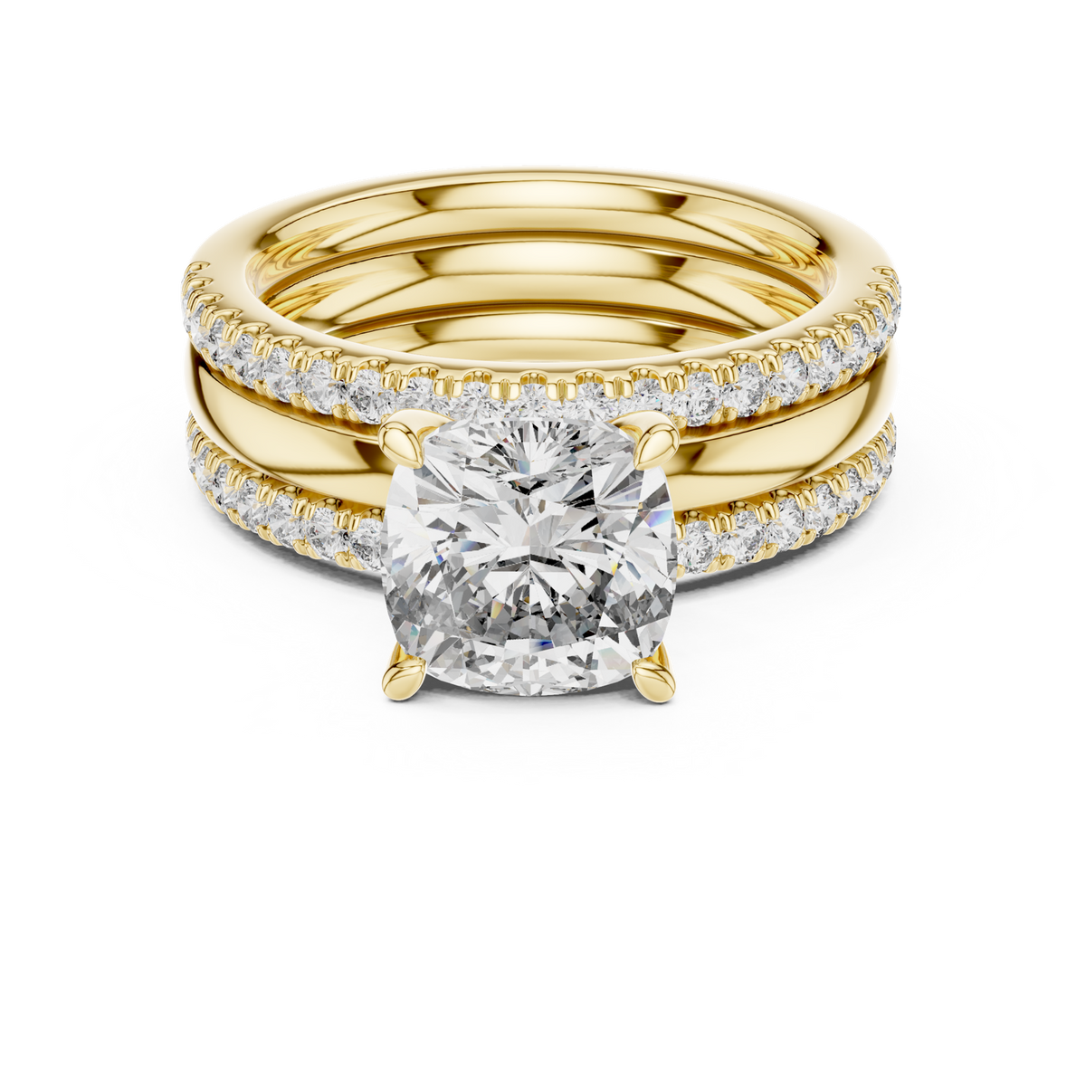 14K Solid Gold Lab Diamond Solitaire Ring, Yellow Gold