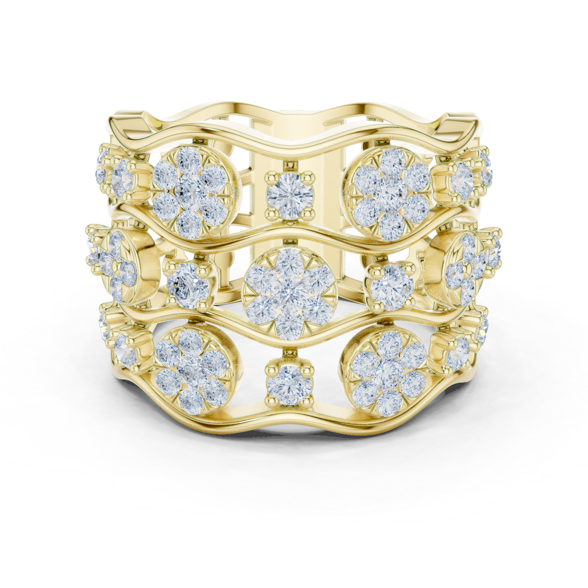 14K Solid Gold Lab Diamond Vintage Ring, Yellow Gold