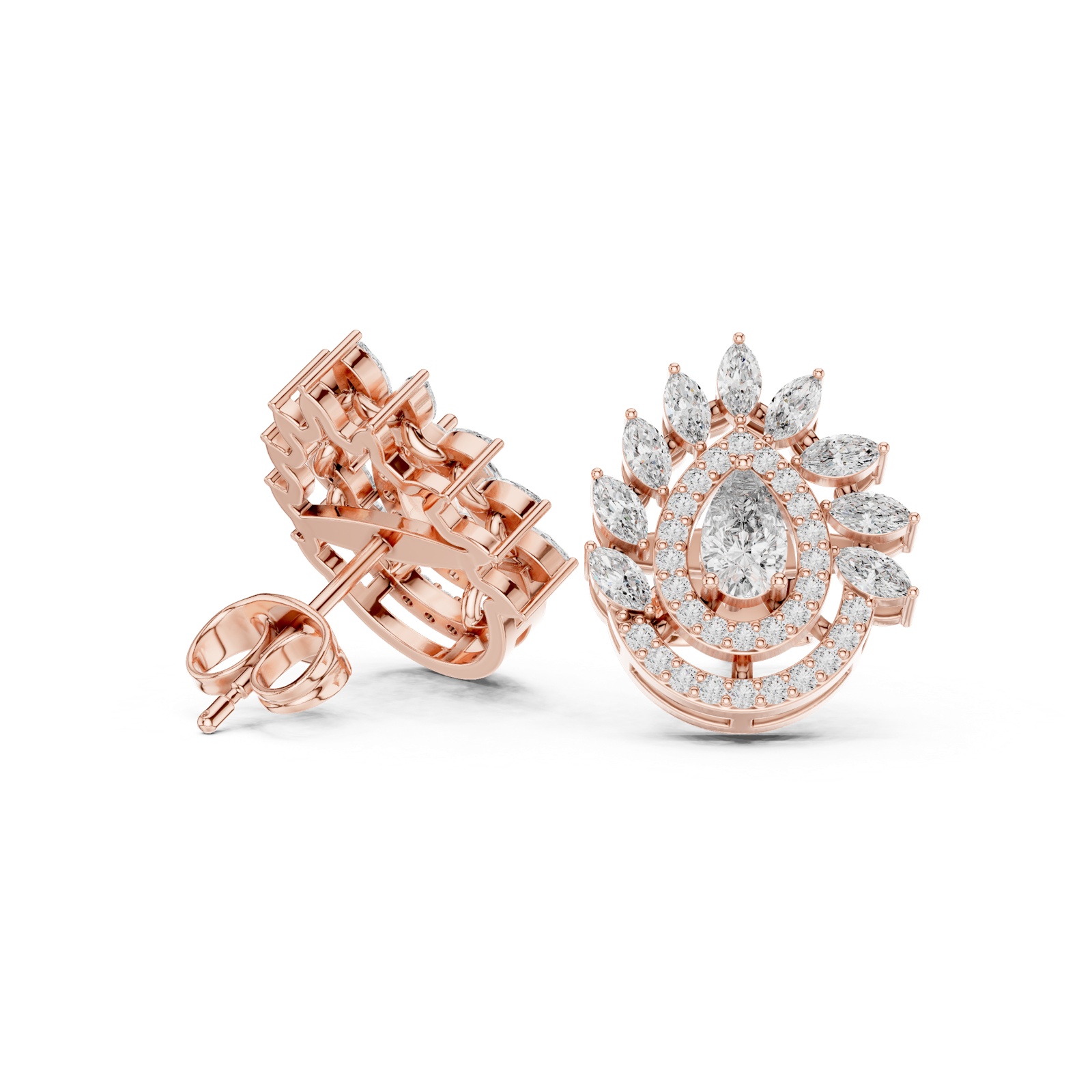 Gold Earrings AGDER-298, Rose Gold