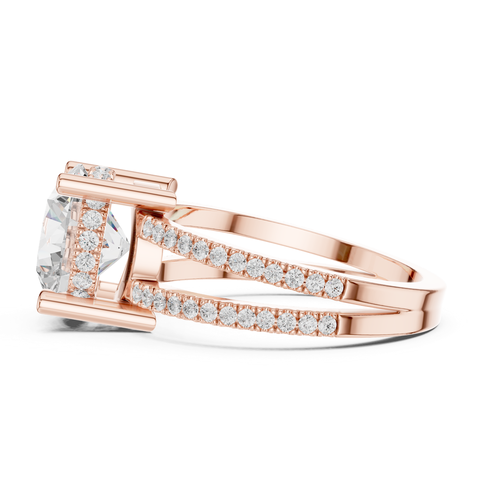 Gold Jewelry L36-13, Round center stone, Rose Gold, view 3
