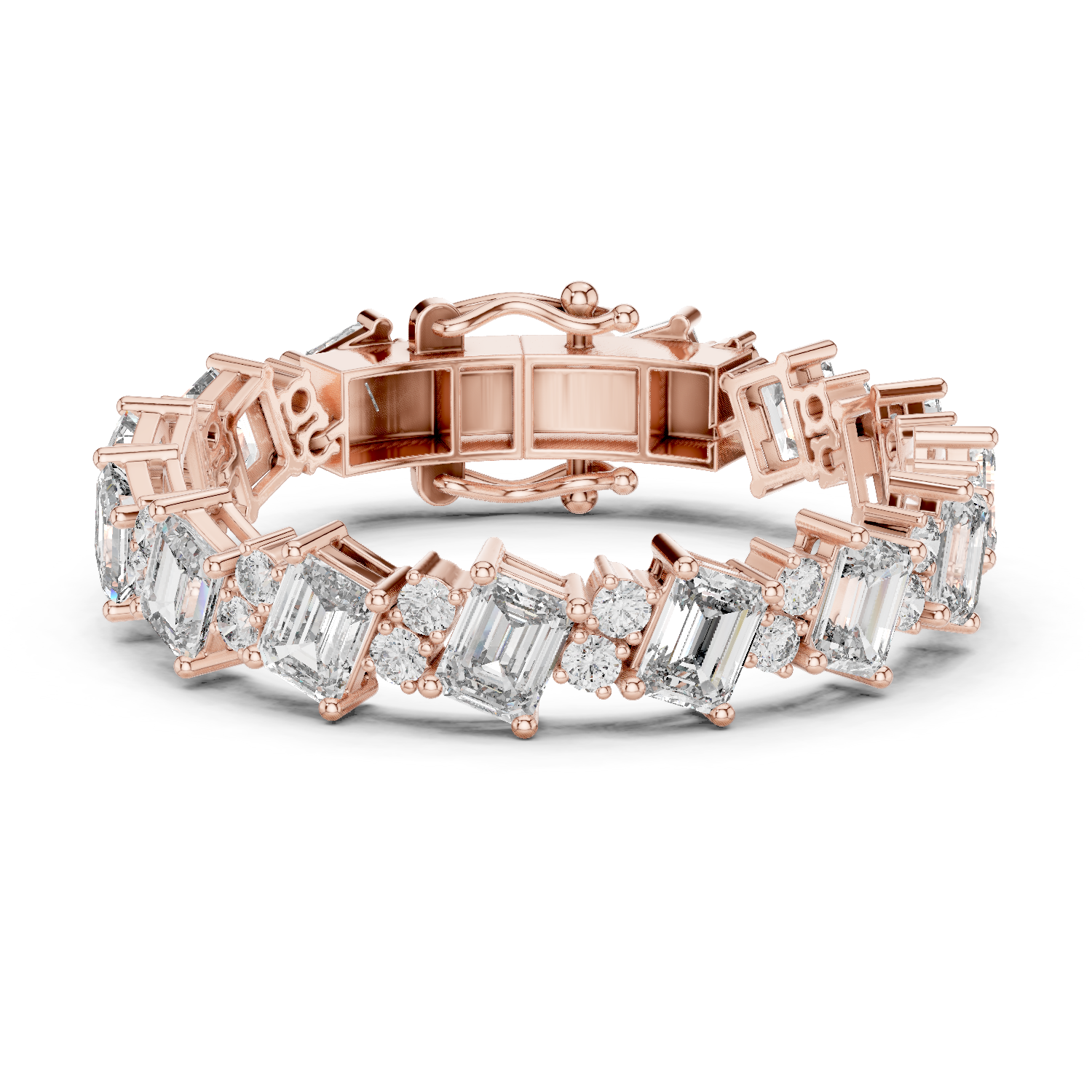 14K Solid Gold Lab Diamond Bracelet, Rose Gold