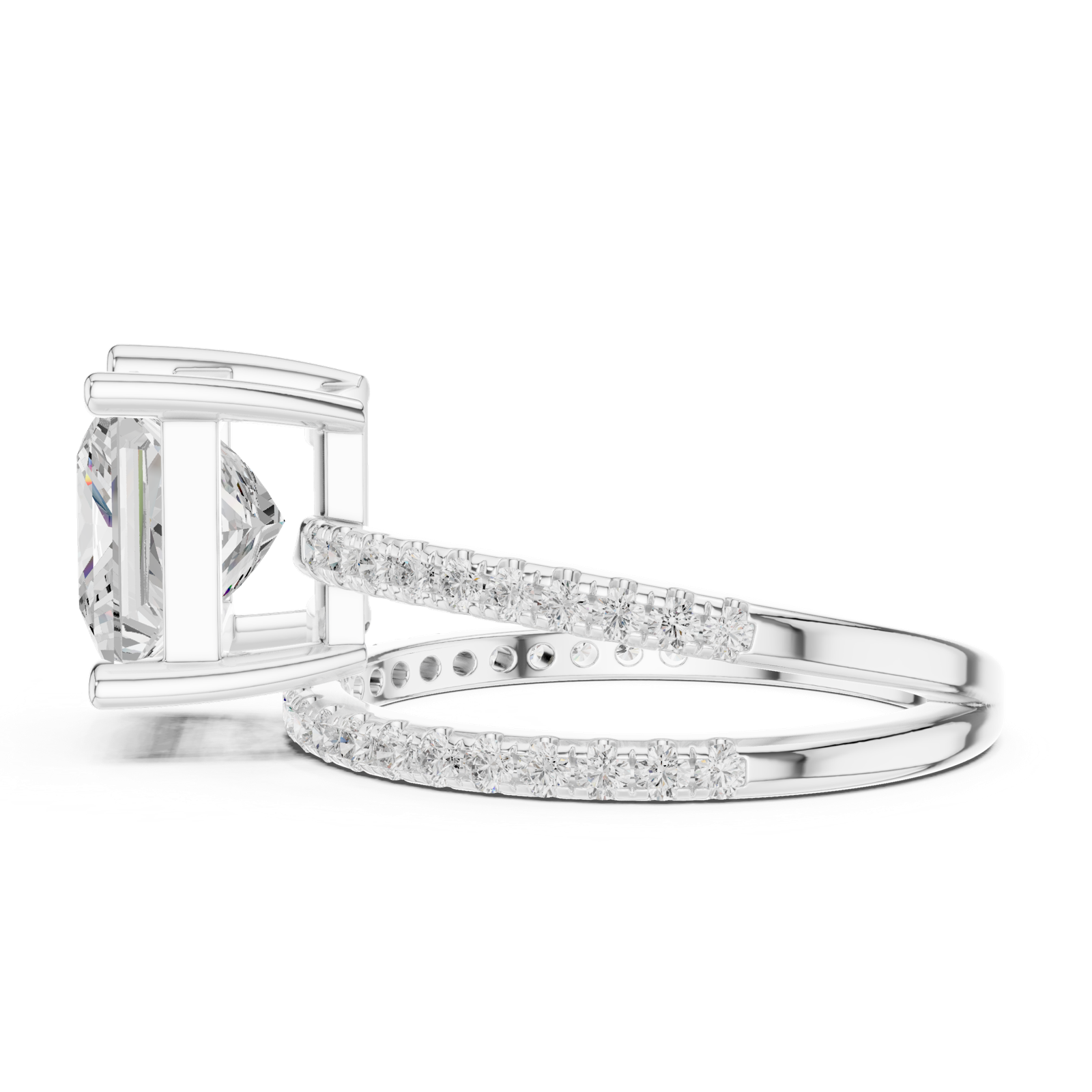 Gold Jewelry L35-39, Princess center stone, White Gold, view 3