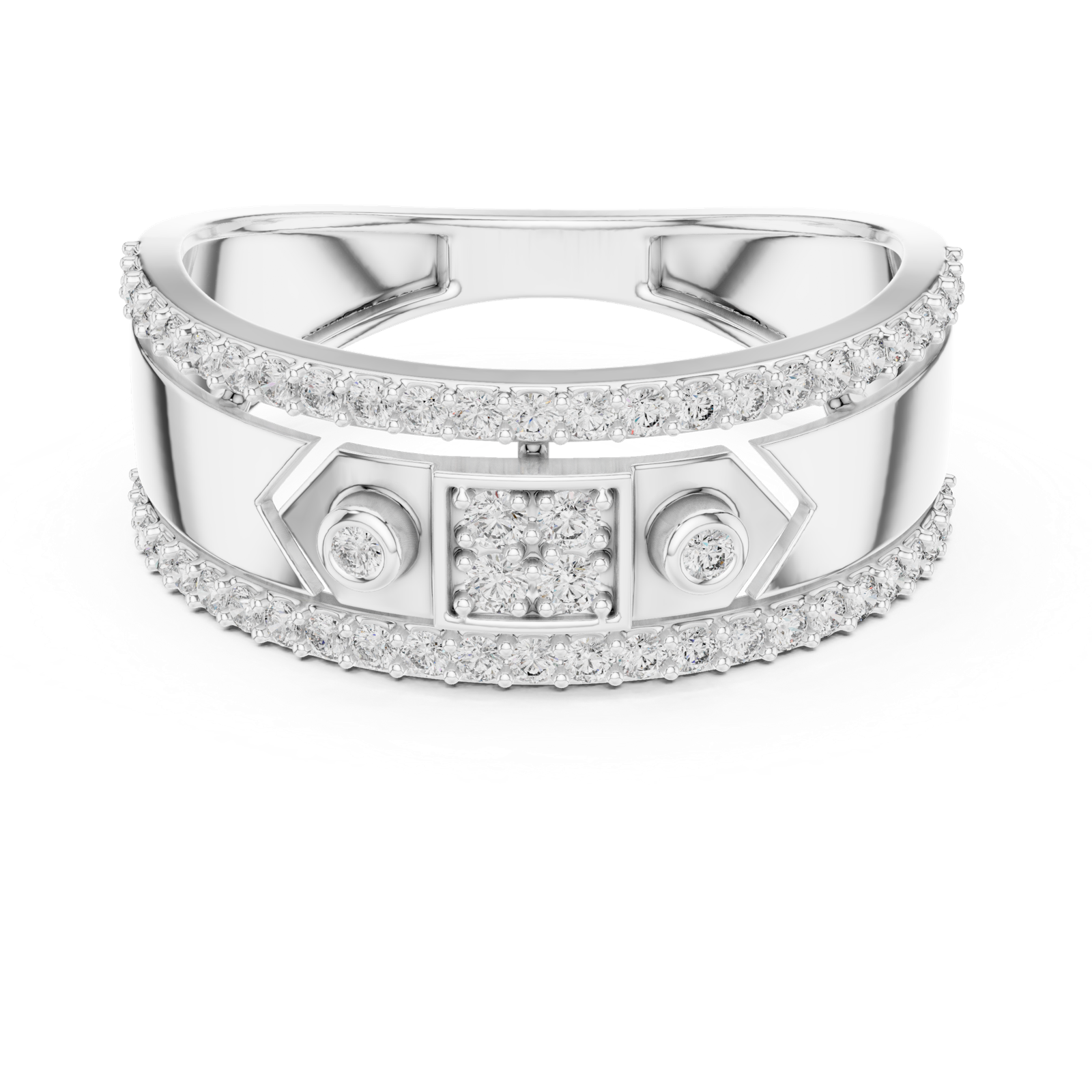 Gold Ring LR-01 (49), White Gold, view 4