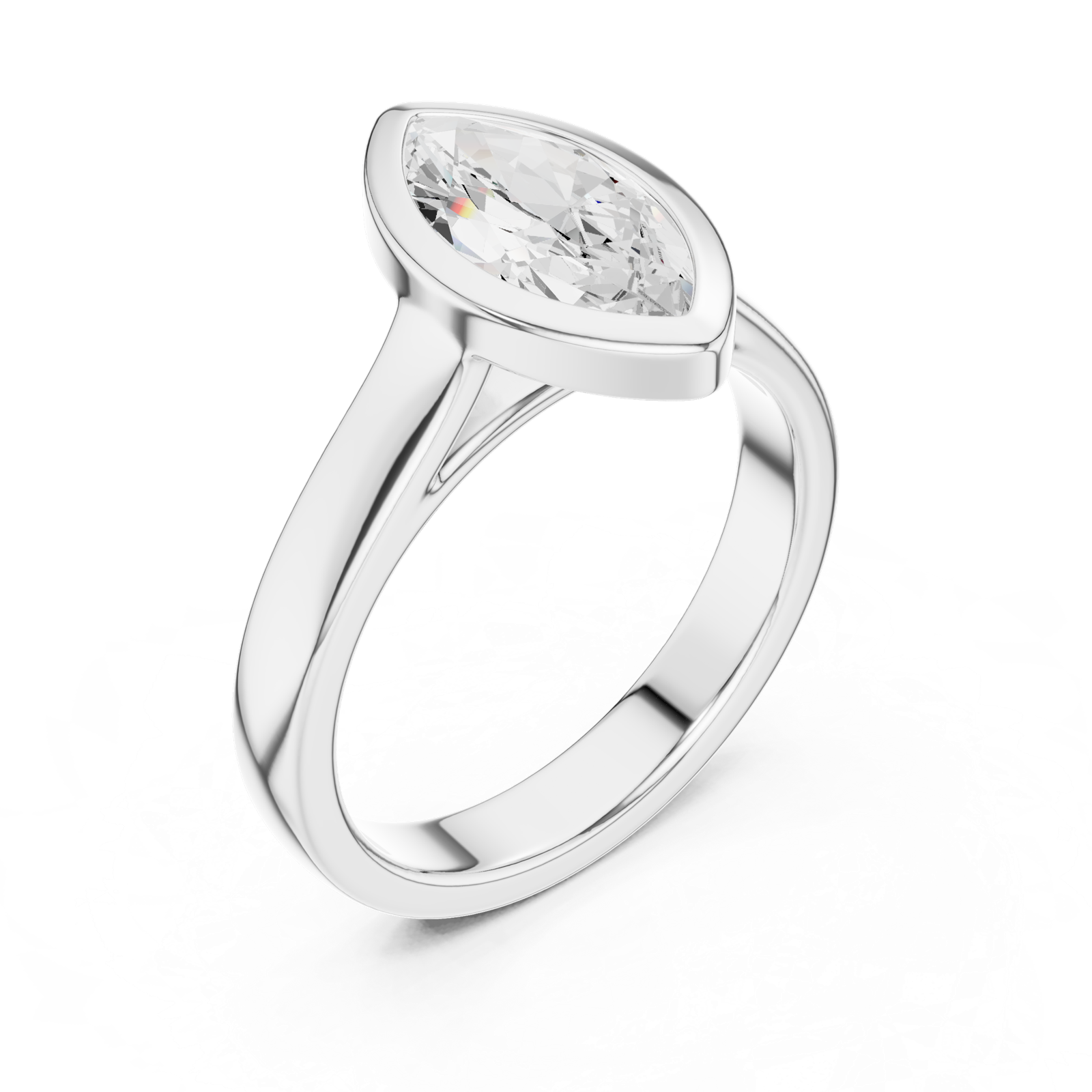 Gold Jewelry L36-3, Marquise center stone, White Gold, view 2