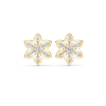 14K Solid Gold Lab Diamond Flower Cluster Earrings, Yellow Gold