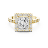 Gold Ring DDLR-349, Princess center stone, Yellow Gold, view 4