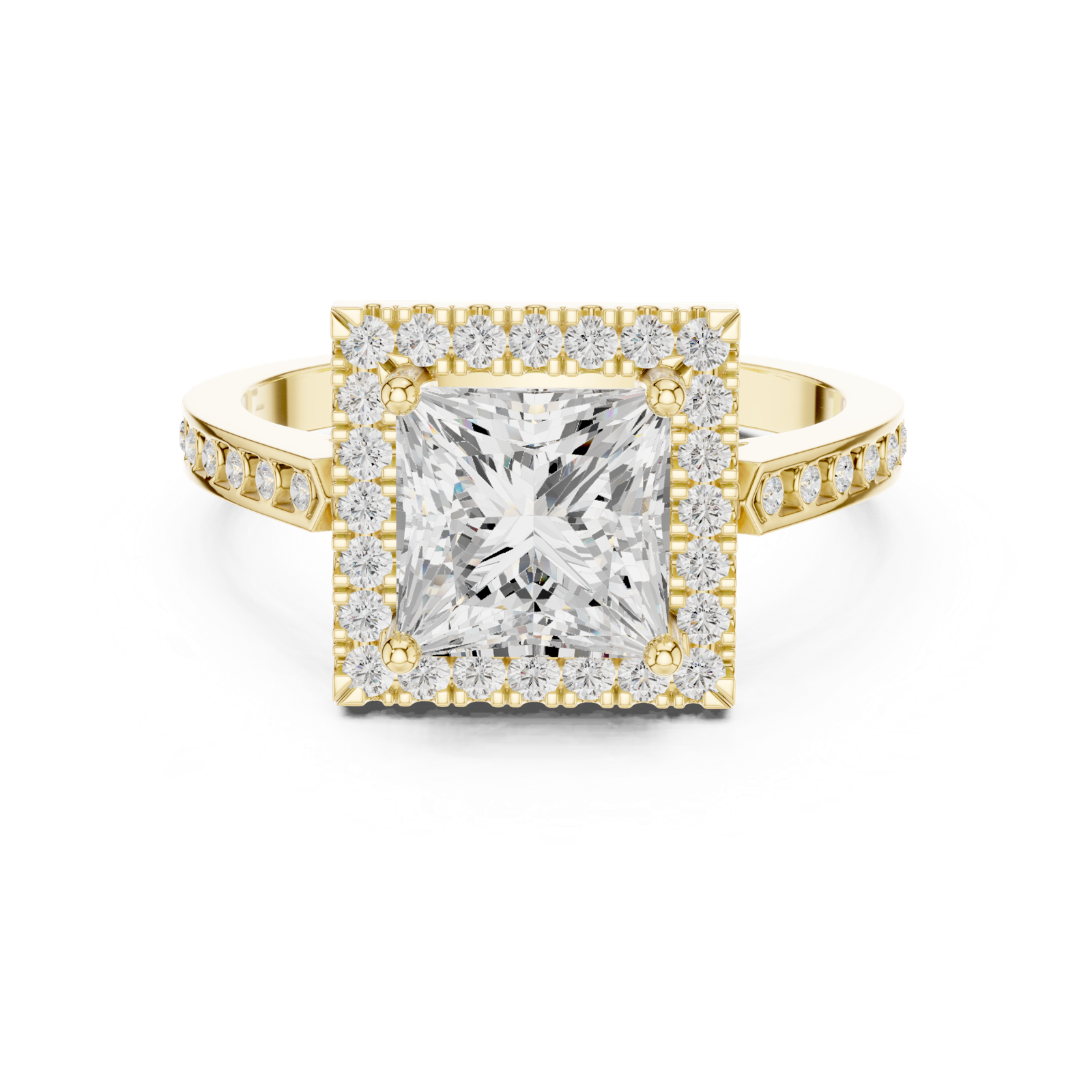 Gold Ring DDLR-349, Princess center stone, Yellow Gold, view 4
