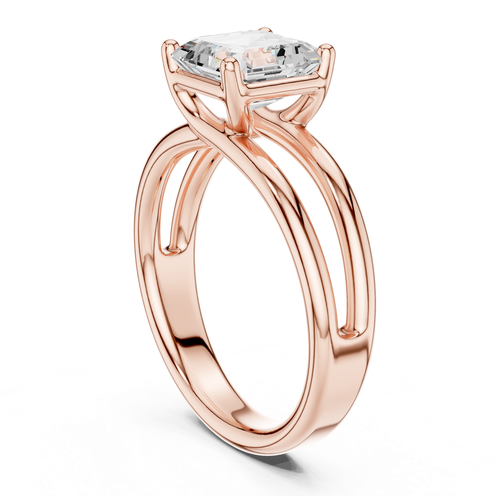 Gold Jewelry L36-9, Asscher center stone, Rose Gold, view 1
