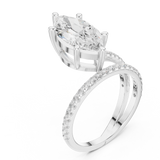 Gold Jewelry L35-39, Marquise center stone, White Gold, view 2