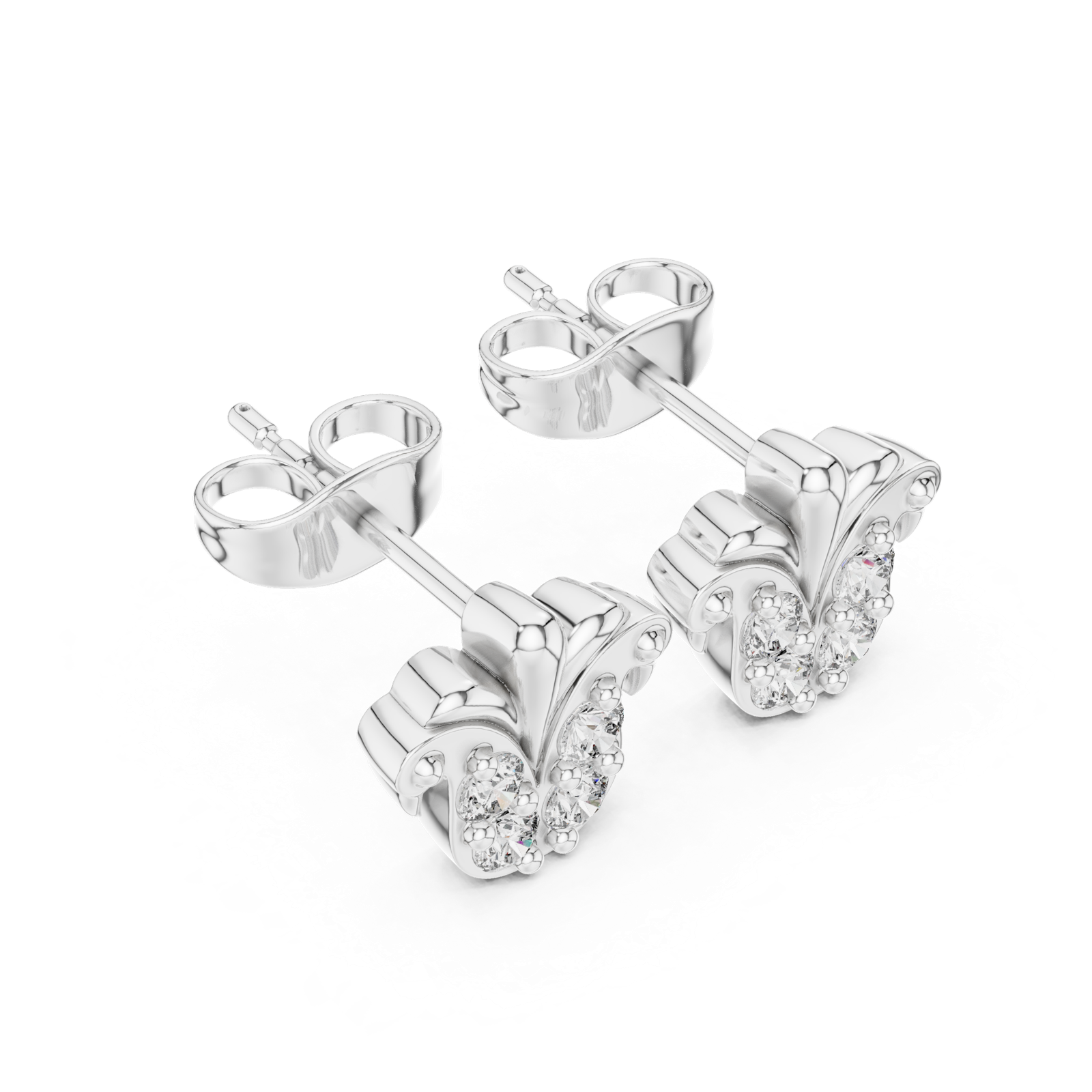 Gold Earrings 9-10047E, White Gold, view 2