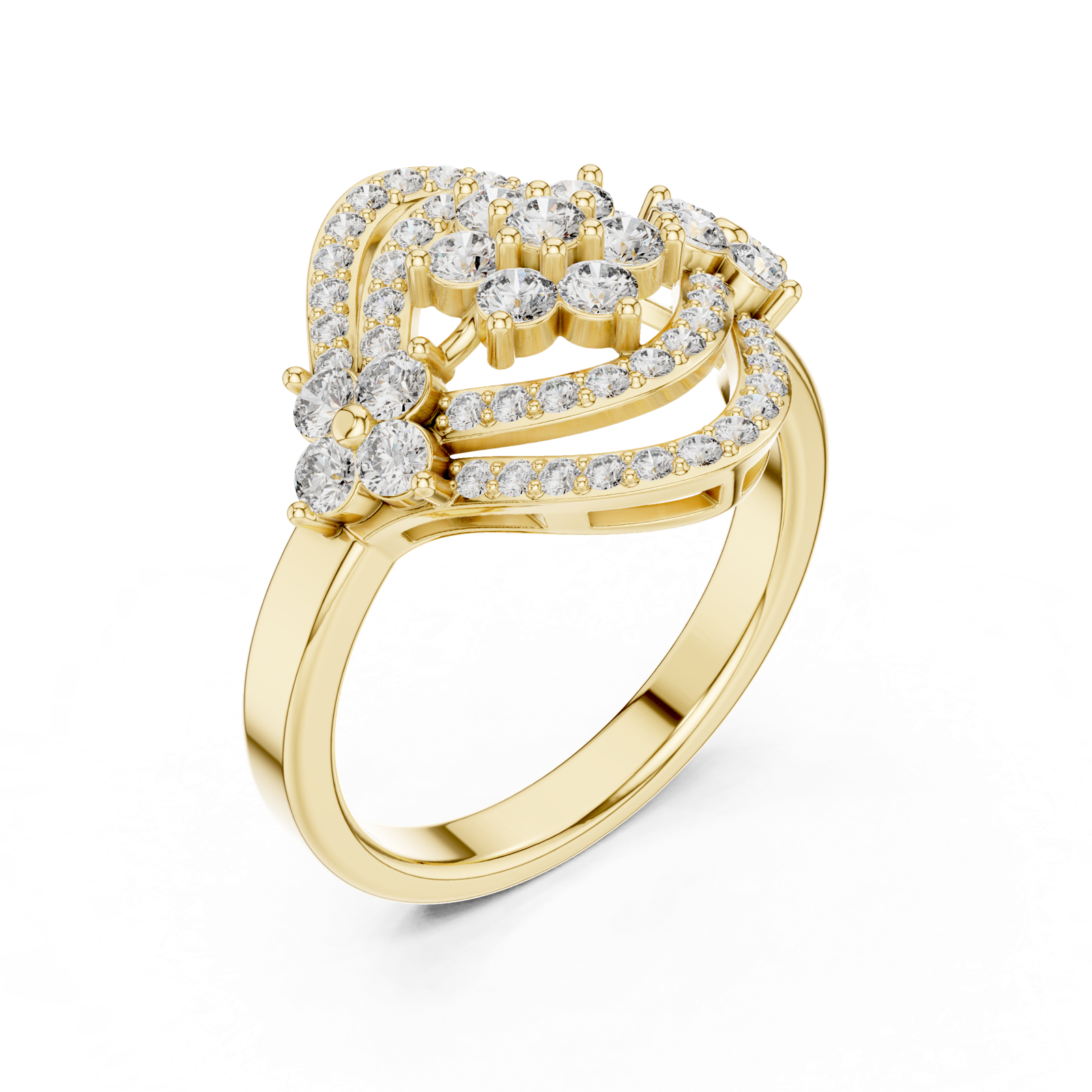 14K Solid Gold Lab Diamond Halo Ring, Yellow Gold, view 2
