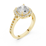 Gold Ring, Cushion center stone, Yellow Gold, view 2