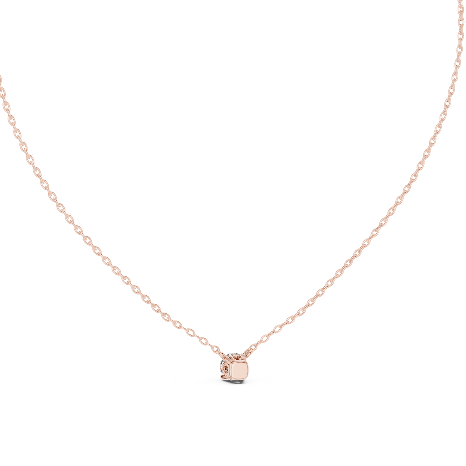 14K Solid Gold Lab Diamond Solitaire Pendant Necklace, Rose Gold, view 4