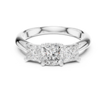 Gold Ring DDLR-044, Cushion center stone, White Gold, view 4