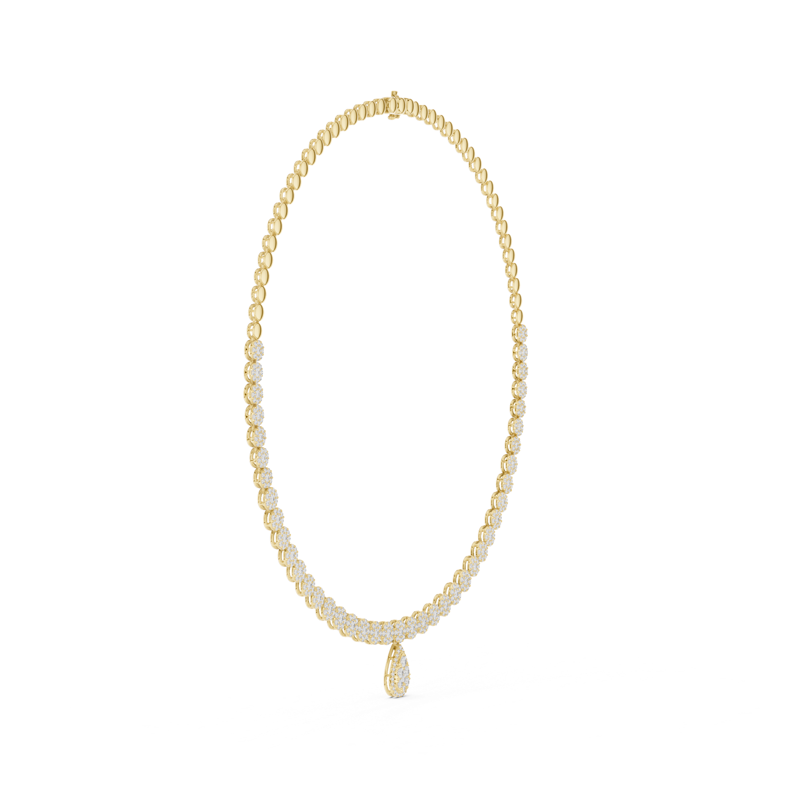 14K Solid Gold Lab Diamond Tennis Necklace, Yellow Gold, view 3