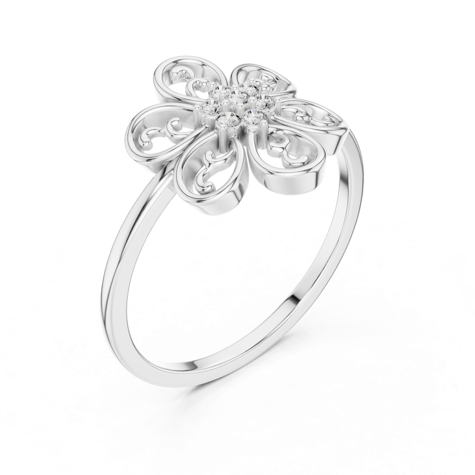 Gold Ring DR-6263, White Gold, view 2