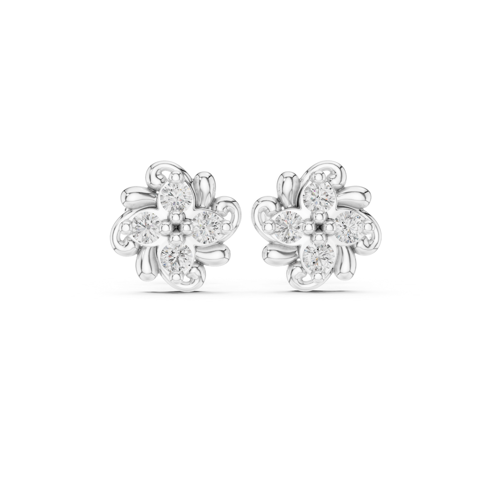 Gold Earrings 9-10069E, White Gold