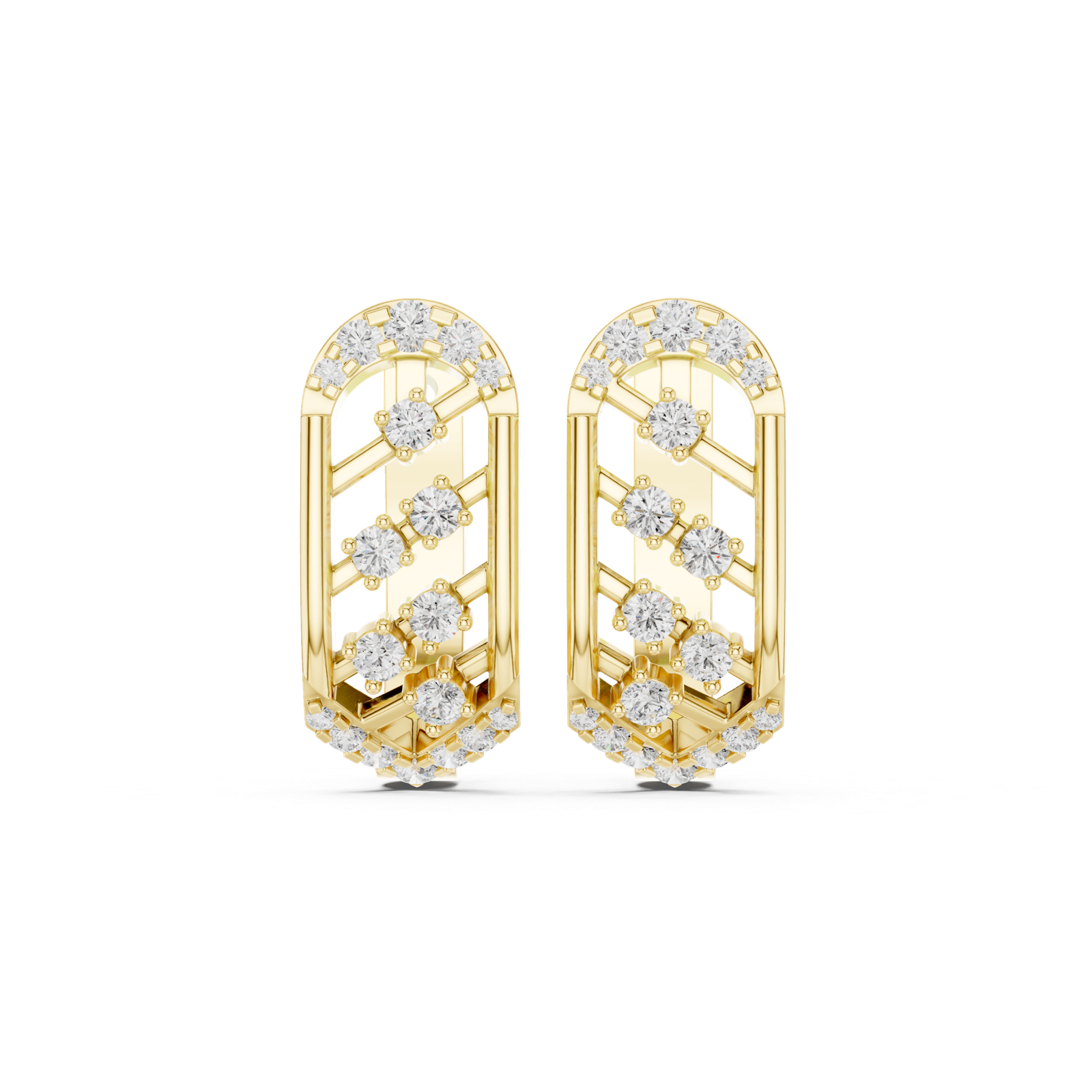 14K Solid Gold Lab Diamond Cluster Earrings, Yellow Gold